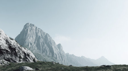 Explore the serene beauty of a majestic mountain landscape featuring elevated peaks and clear skies, perfect for nature photography and outdoor adventures.の素材