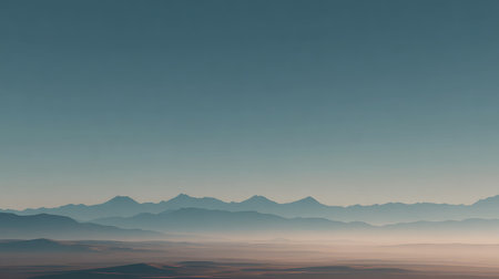 A breathtaking view of a mountain landscape at dusk, showcasing soft hues and gentle mist, illustrating the peacefulness of nature and the beauty of the horizon.の素材