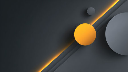 Explore an abstract composition featuring colorful circles and sleek lines on a dark background. This modern art design enhances creativity and style in visuals.の素材