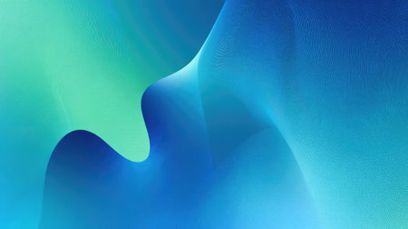 This abstract image features gentle waves in blue and green gradients, creating a serene and modern visual perfect for art projects and digital wallpaper.の素材