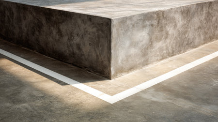 A striking image showcasing a modern concrete structure characterized by sharp edges and clean lines, embodying minimalist architectural design and subtle textures.の素材