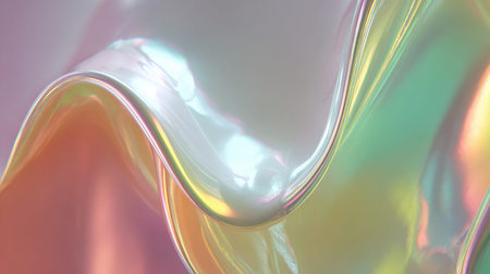 This stunning image features a soft iridescent wave texture with gentle color gradation, perfect for backgrounds or abstract art projects filled with light and elegance.の素材