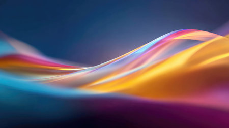 A mesmerizing abstract image of colorful waves flowing seamlessly in shades of blue, orange, pink, and purple, perfect for creative backgrounds and artistic designs.の素材