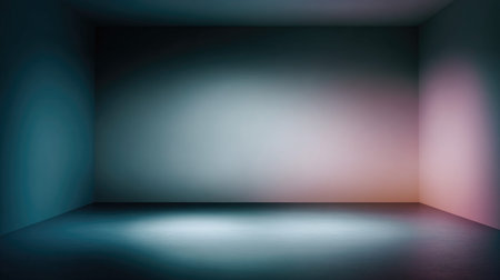 A serene and minimalist room showcasing soft glowing lights that create a calming atmosphere, ideal for artistic concepts and unique visual backgrounds.の素材