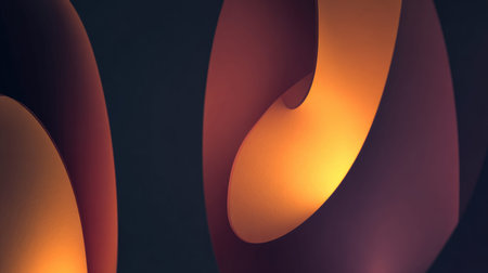 This abstract image showcases colorful shapes illuminated by soft light, creating a warm atmosphere perfect for contemporary interior design inspiration and artistic exploration.の素材