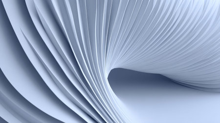Captivating abstract image of smooth white paper waves creating a spiral effect. The soft shadows and lighting enhance its artistic appeal, perfect for modern designs.の素材