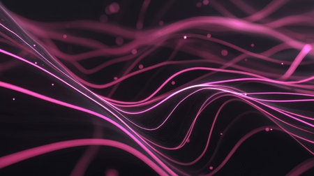 Stunning abstract image featuring flowing lines with pink illumination on a dark backdrop, perfect for modern design needs and captivating visual displays.の素材