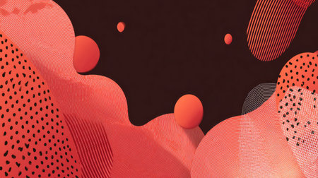 Vibrant abstract composition showcasing flowing shapes and textured patterns, perfect for modern design projects, creative artwork, and visual inspirations.の素材