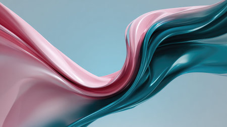 A captivating image showcasing flowing fabric in shades of pink and teal, creating an elegant and modern design ideal for various artistic projects.の素材