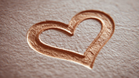 A beautiful embossed heart shape on textured paper, offering a soft and romantic touch. Ideal for themes of love, weddings, and heartfelt messages in creative design.の素材