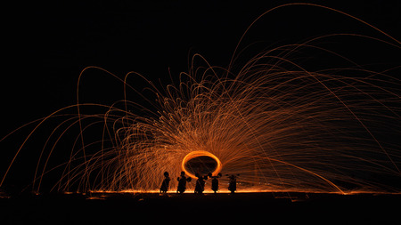 fire spin made a  motorcycle sleekの写真素材