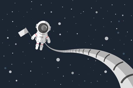 Flat design, Astronauts holding a flag in space, Vector illustration, Infographic Elementのイラスト素材