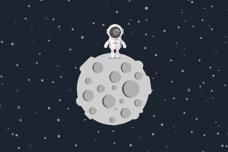 Flat design, Astronaut stand on the moon, Vector illustration, Infographic Elementのイラスト素材