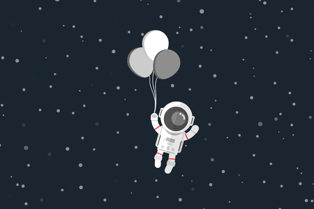 Flat design, Astronaut with balloon, Vector illustration, Infographic Elementのイラスト素材