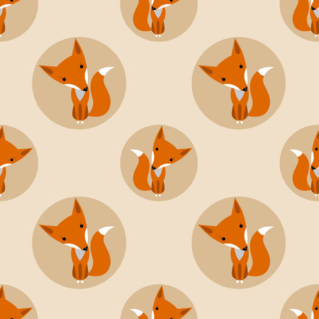Graphically foxes in cartoon style pattern - vectorのイラスト素材