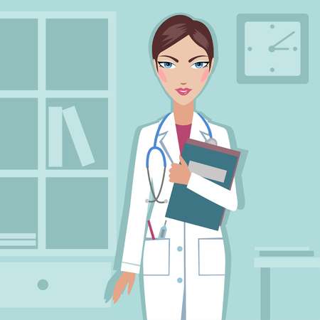 The doctor at the hospital- vector illustration.のイラスト素材