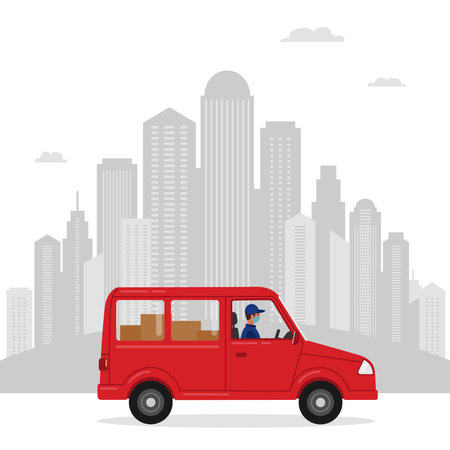 Delivery of the order by car.のイラスト素材