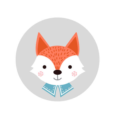 Cute cartoon fox isolated on a white background.のイラスト素材