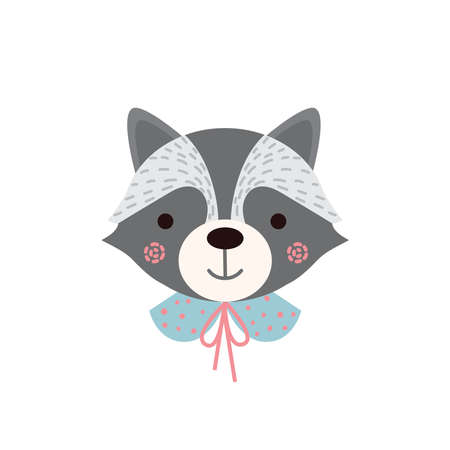Cute cartoon raccoon on a white background.のイラスト素材