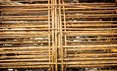 Background of Iron and bundled bars ready for constructionの写真素材