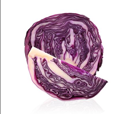 Purple cauliflower or cabbage isolated on white background.の写真素材
