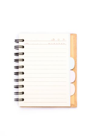 Blank vertical isolated notebook with clipping path, ring binder and wood cover styleの写真素材