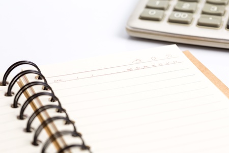 Blank notebook isolate with day name