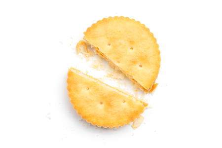 isolated cracker on white backgroundの写真素材