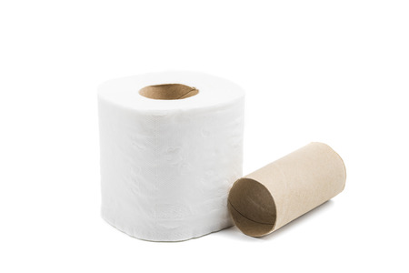 toilet paper isolated on white backgroundの写真素材