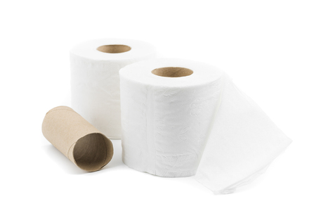 toilet paper isolated on white backgroundの写真素材