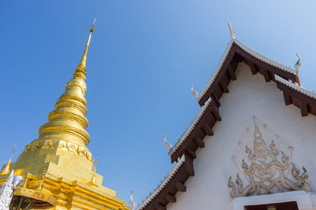 Golden Pagoda at Wat Phra That Chae Haeng, Nan, Thailandの写真素材