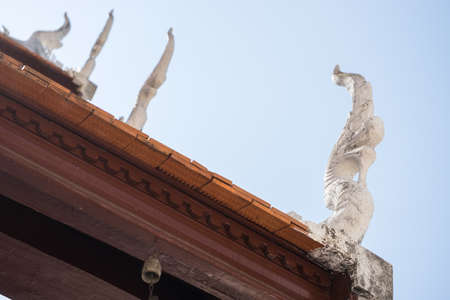 Close up of roof in Temple, Thailandの写真素材