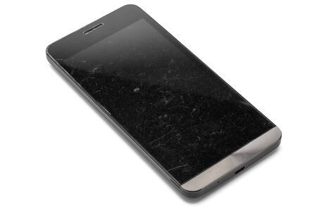 Smart Phone with scratches on the screenの写真素材
