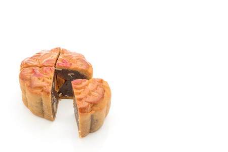 moon cake isolated on white backgroundの写真素材