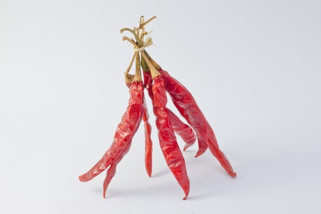 Bunch dried hot chilli pepers isolate on white background-2の写真素材