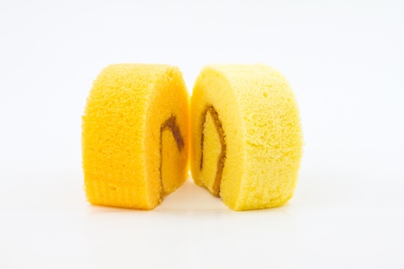 cake roll on white background