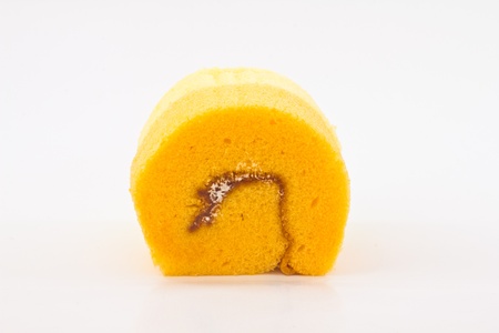 cake roll on white backgroundの写真素材