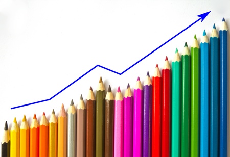 colored pencils and graphの写真素材