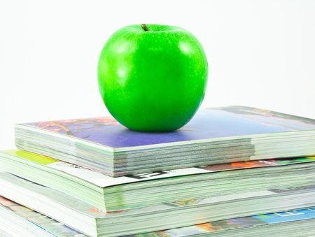 books and an appleの写真素材