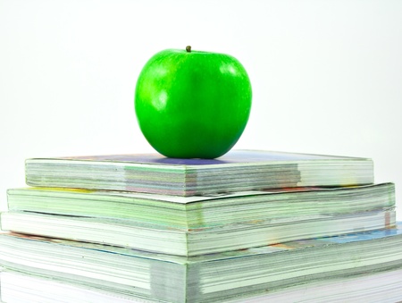 books and an appleの写真素材