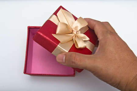 red gift box with handの写真素材