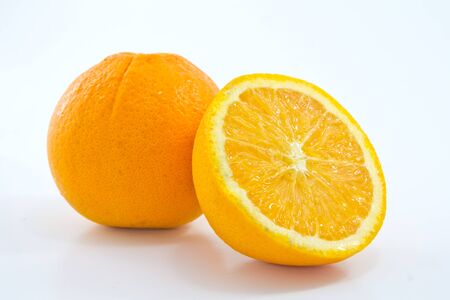 Ripe orange on white backgroundの写真素材