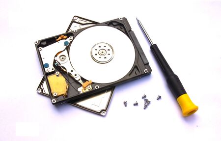 HDD repair on white backgroundの写真素材