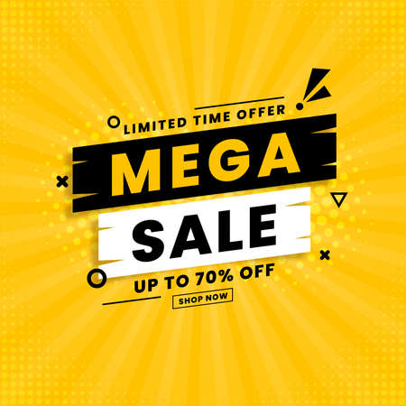 Mega sale special offer banner with offer detailsのイラスト素材