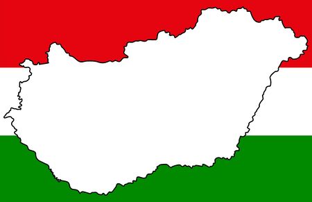 Hungarian map with colors of national flagの写真素材