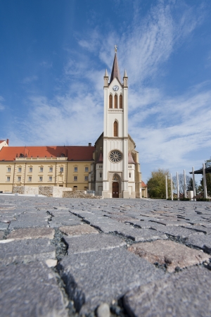 The parish church of Main Square in Keszthely - Hungaryの写真素材