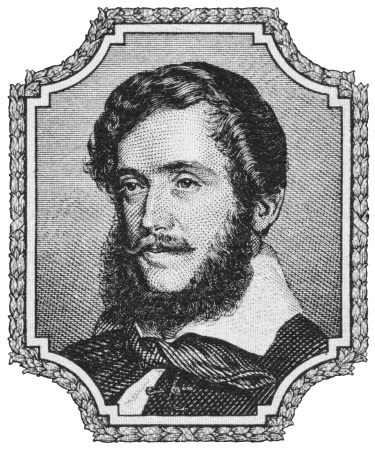 Hungarian banknote detail with portrait of Lajos Kossuthのeditorial素材