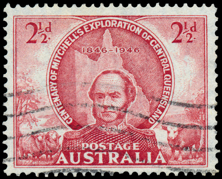 Stamp printed in Australia shows Central Queensland Explorationの写真素材