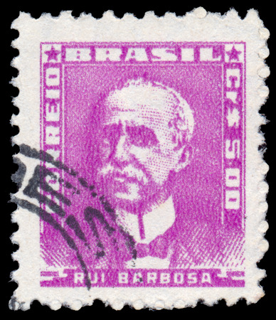 BRAZIL - CIRCA 1954: stamp printed by Brazil, shows Ruy Barbosa, circa 1954のeditorial素材