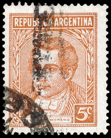 ARGENTINA - CIRCA 1935: a stamp printed by Argentina, shows Mariano Morenoのeditorial素材